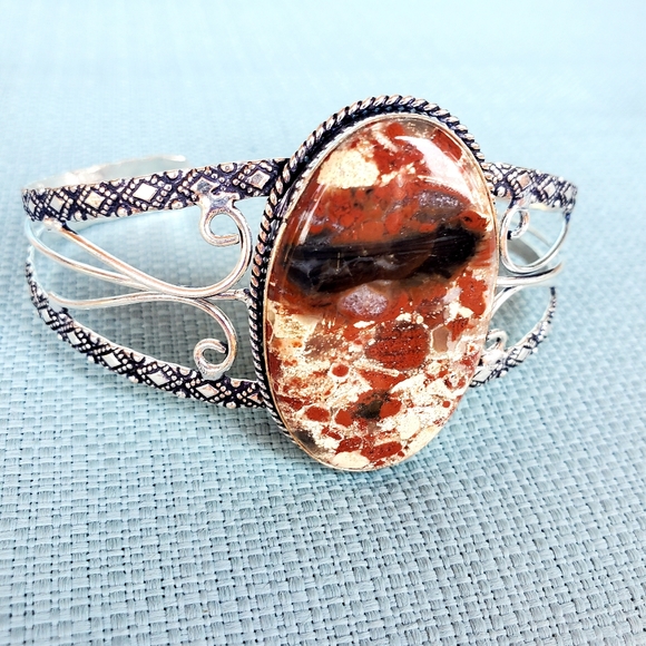 New Jasper 925 Silver Cuff Bracelet. - Picture 6 of 15